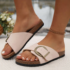Elfenbein - Bequeme Slip-On Sandalen