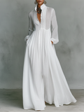 Maxi Kleid mit Stehkragen aus Patchwork-Leinen