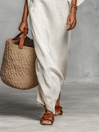 Schlichtes Leinen Maxi-Kleid