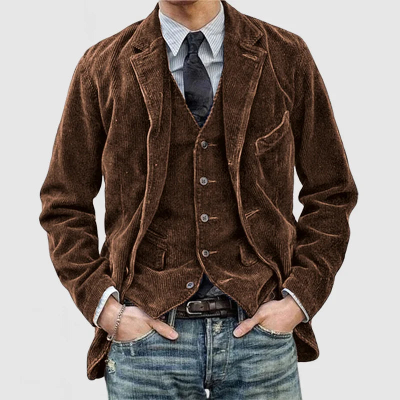 Vintage Herren Corduroy Blazer mit Weste