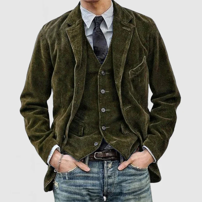 Vintage Herren Corduroy Blazer mit Weste