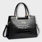 Olivia - Glänzende Handtasche mit Krokodilprägung