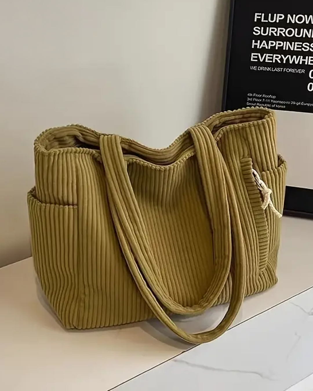 Tilda – Rippstrick Tragetasche mit Kordel-Design