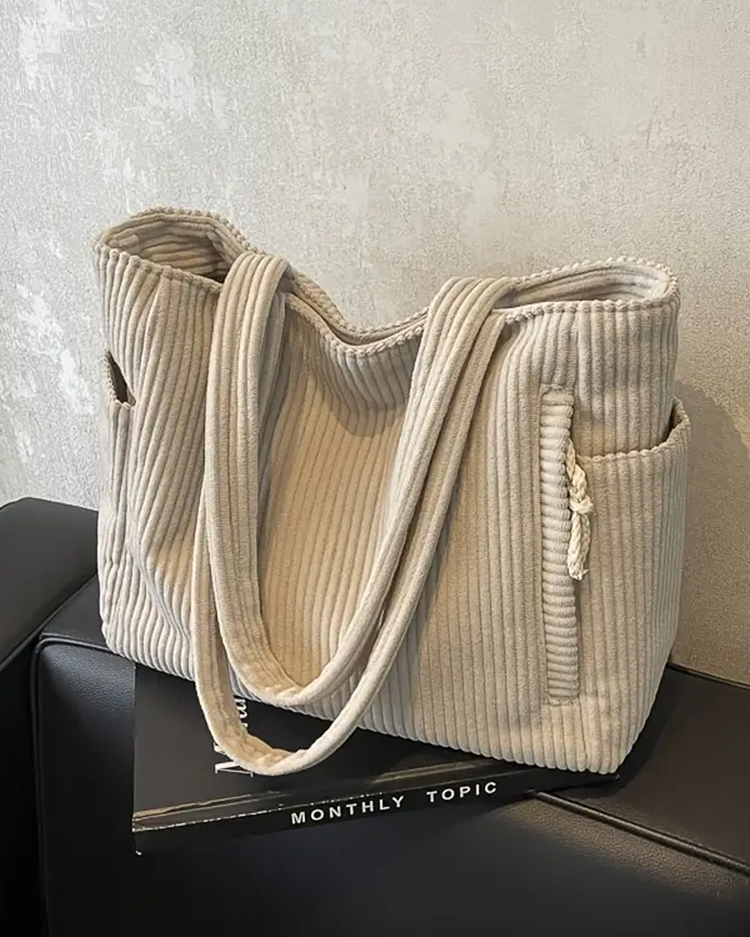 Tilda – Rippstrick Tragetasche mit Kordel-Design