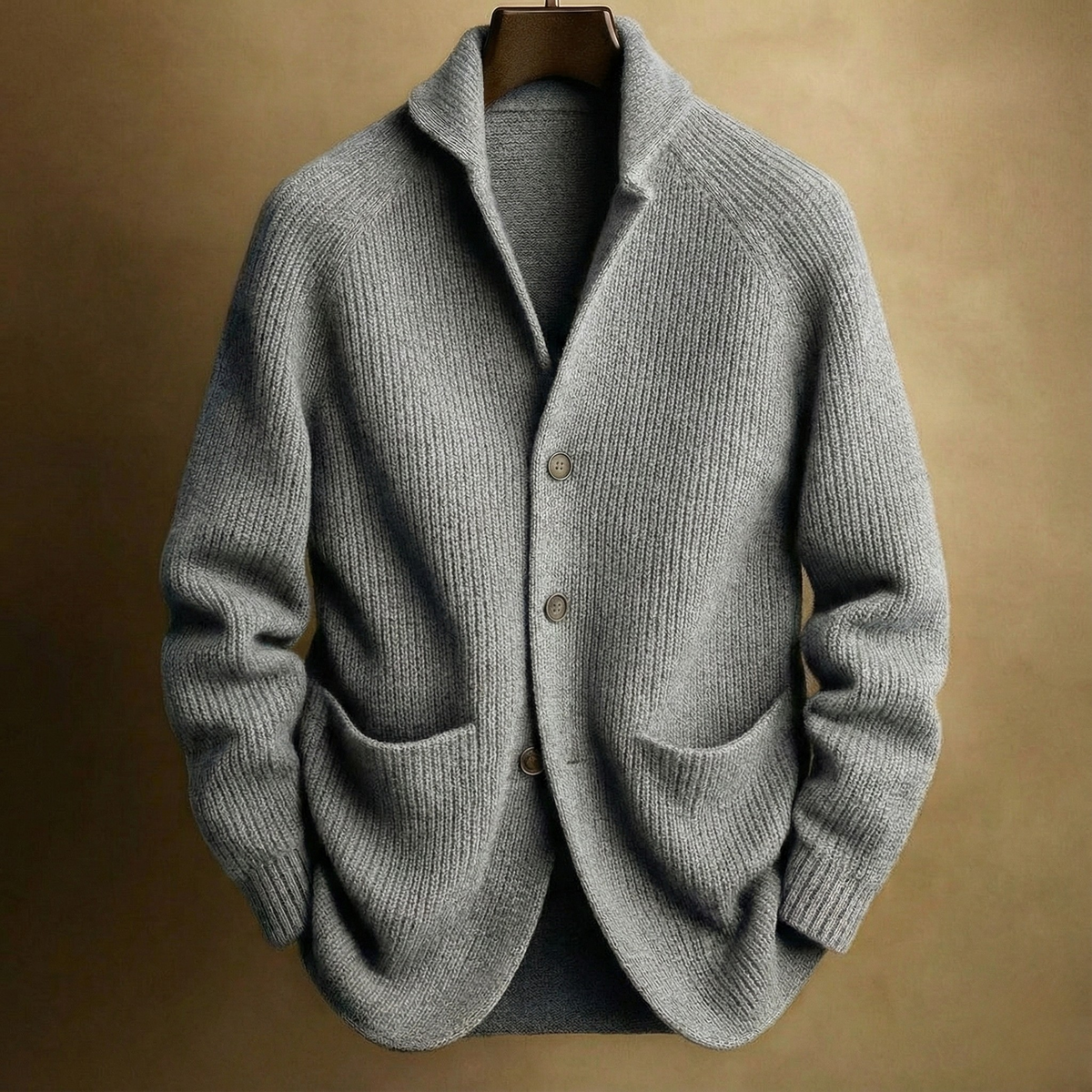 SILVORO | Herren Strickjacke aus Rippwolle