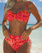 Elina | Bikini mit Abstraktem Druck und Dünnen Trägern
