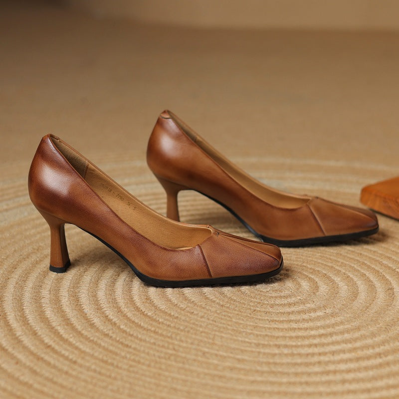 Marisol Leder Pumps mit quadratischer Zehenpartie