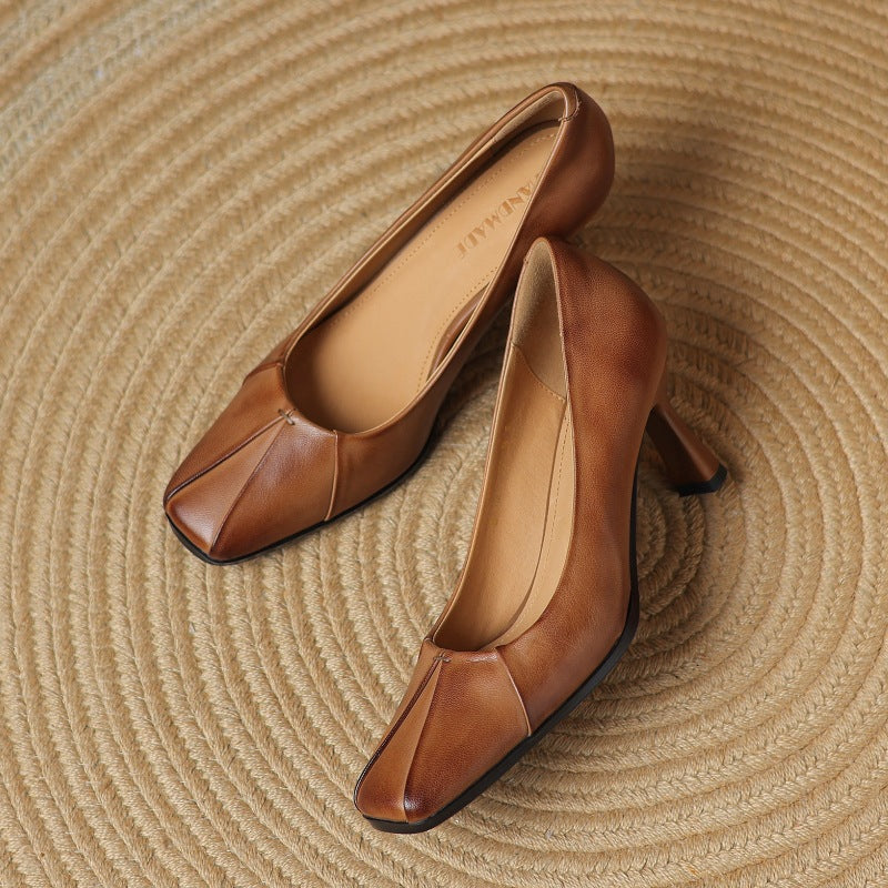 Marisol Leder Pumps mit quadratischer Zehenpartie