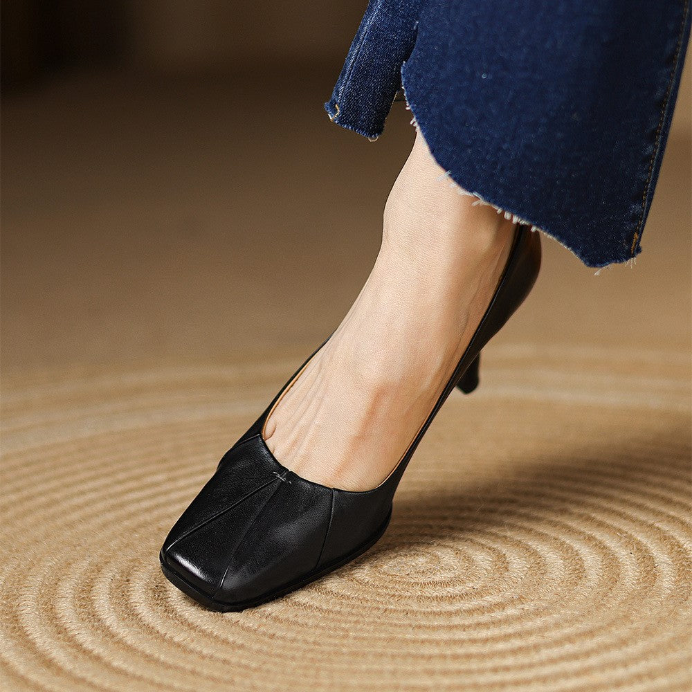 Marisol Leder Pumps mit quadratischer Zehenpartie