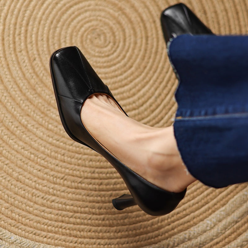 Marisol Leder Pumps mit quadratischer Zehenpartie