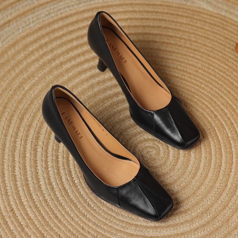Marisol Leder Pumps mit quadratischer Zehenpartie