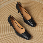 Marisol Leder Pumps mit quadratischer Zehenpartie