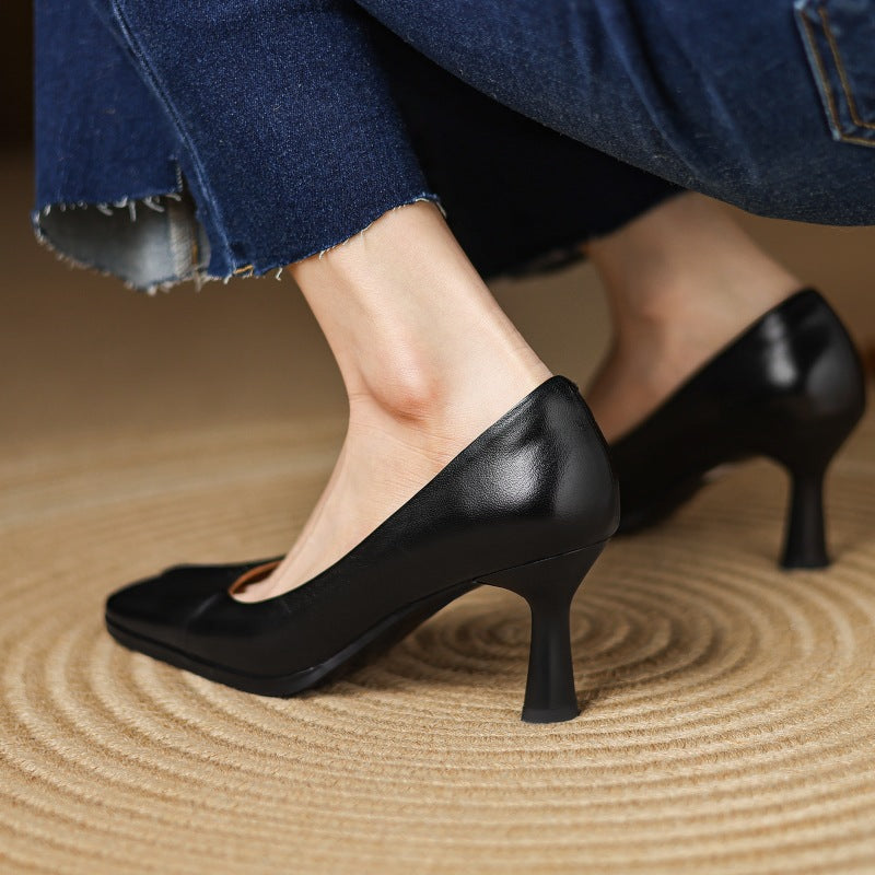 Marisol Leder Pumps mit quadratischer Zehenpartie