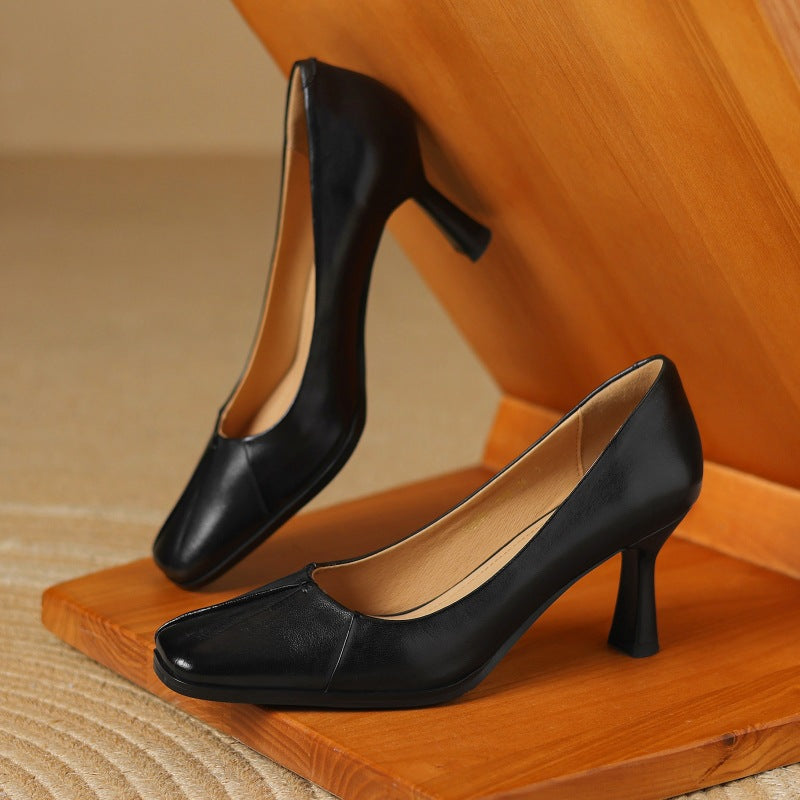 Marisol Leder Pumps mit quadratischer Zehenpartie