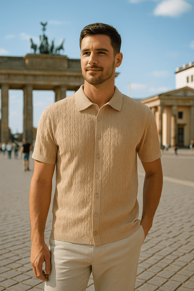 Menno | Kurzärmliges Strickhemd für Herren
