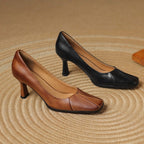 Marisol Leder Pumps mit quadratischer Zehenpartie