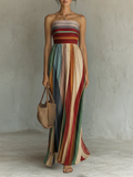 Ärmelloses, farbenfrohes Maxikleid