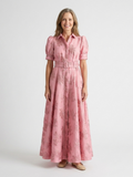 Xanthea | Kurzärmliges, gebundenes Maxikleid mit floralem Design