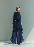 Marineblaues Rüschenset aus Chiffon