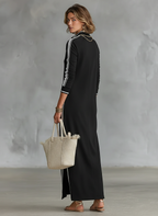 Maxi Kleid mit Knopfkragen aus Sweatstoff