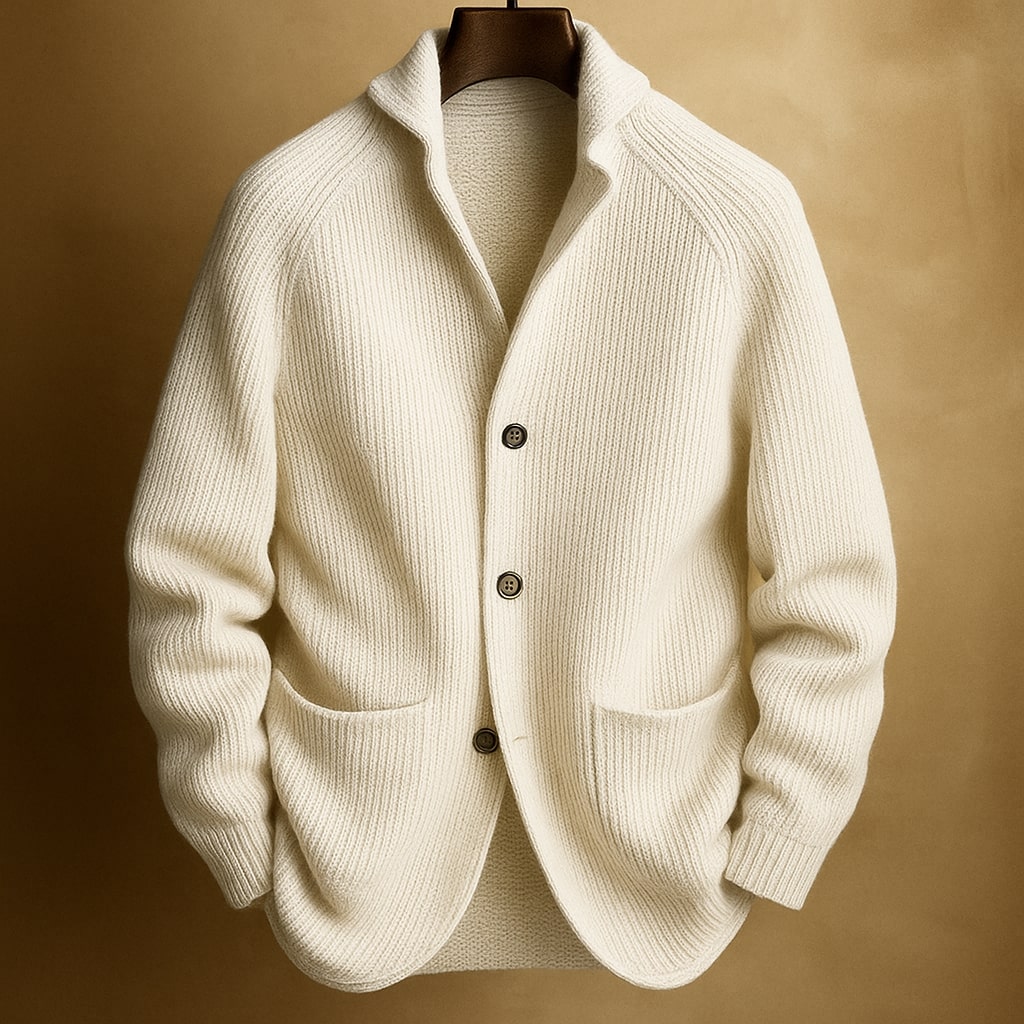 SILVORO | Herren Strickjacke aus Rippwolle