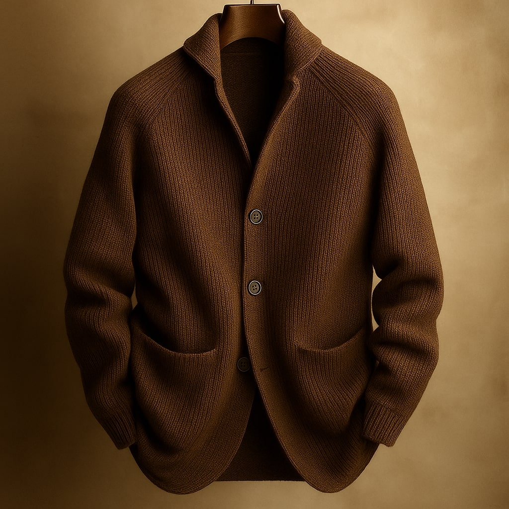 SILVORO | Herren Strickjacke aus Rippwolle