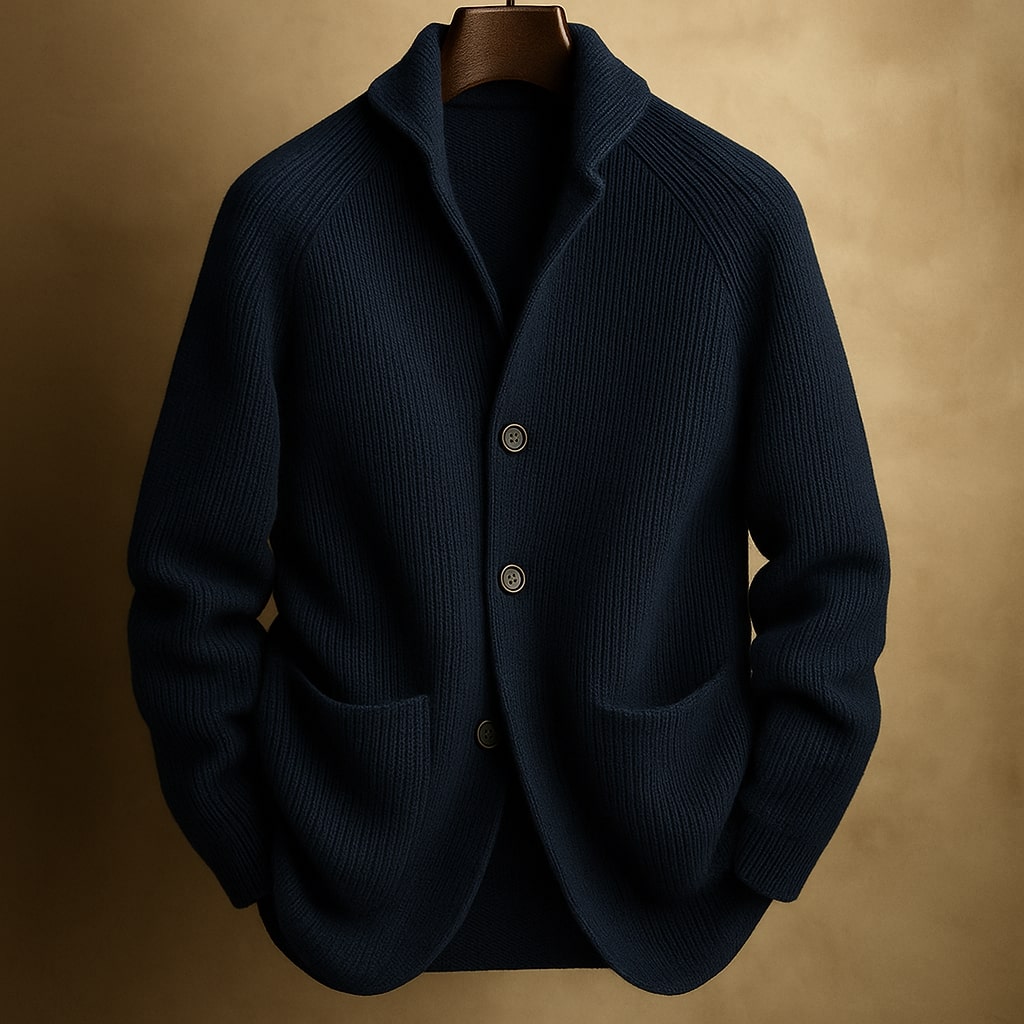 SILVORO | Herren Strickjacke aus Rippwolle