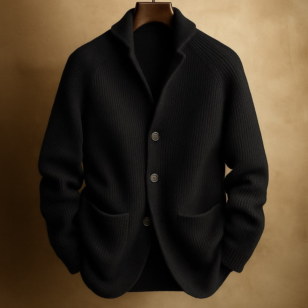 SILVORO | Herren Strickjacke aus Rippwolle