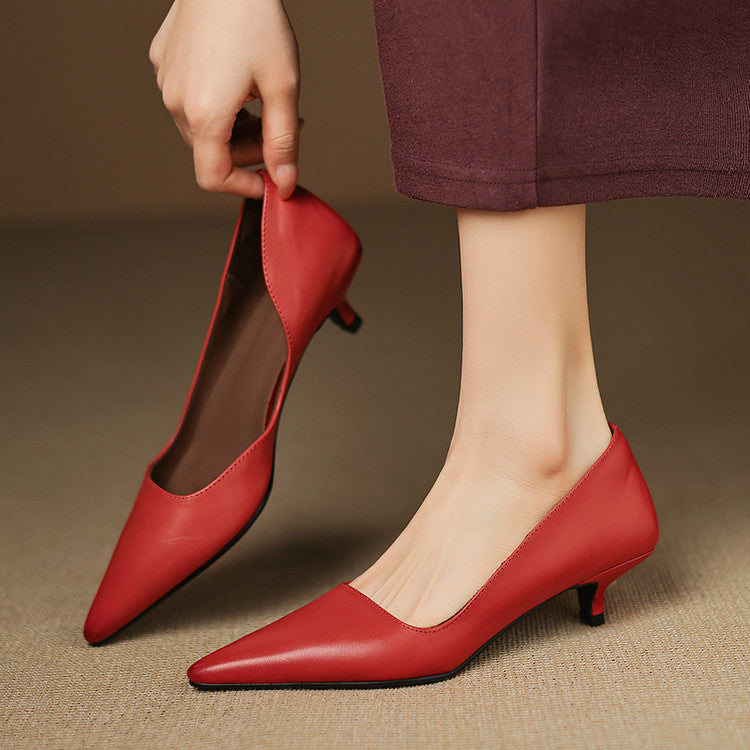 Orlisse Leather Kitten Heel Shoes