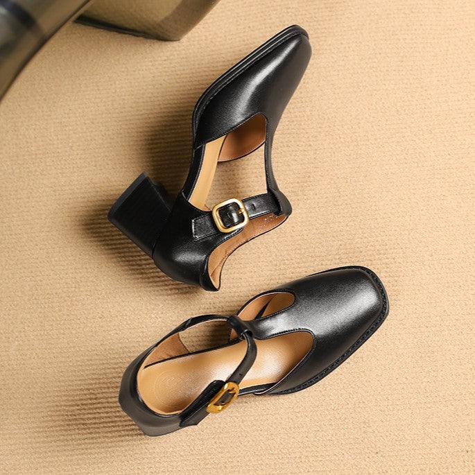 Marcele Leather T-Strap Pumps