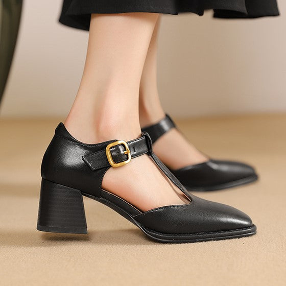 Marcele Leather T-Strap Pumps