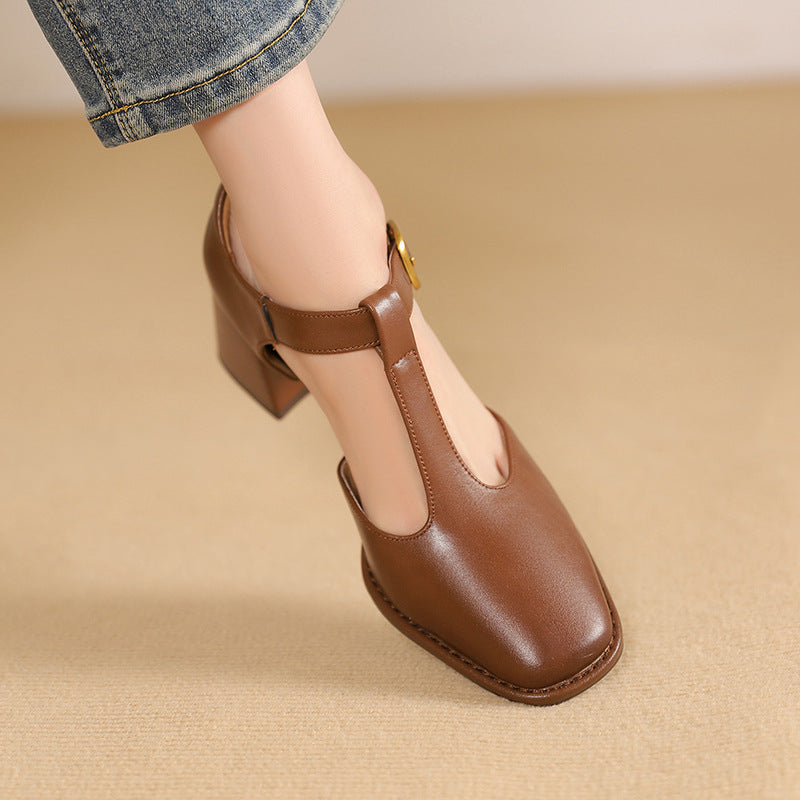 Marcele Leather T-Strap Pumps