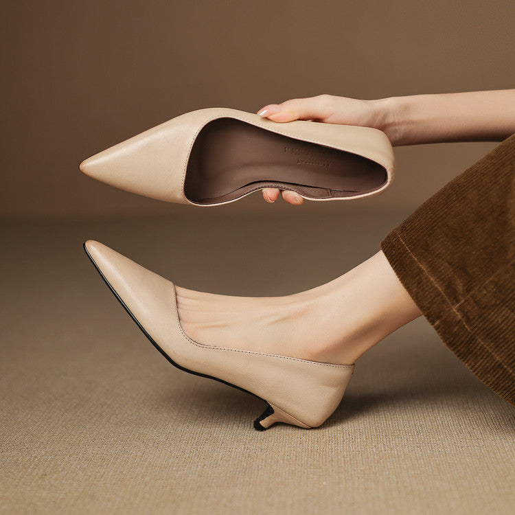 Orlisse Leather Kitten Heel Shoes
