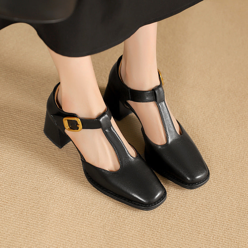 Marcele Leather T-Strap Pumps
