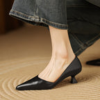 Ceyra Leather Kitten Heels
