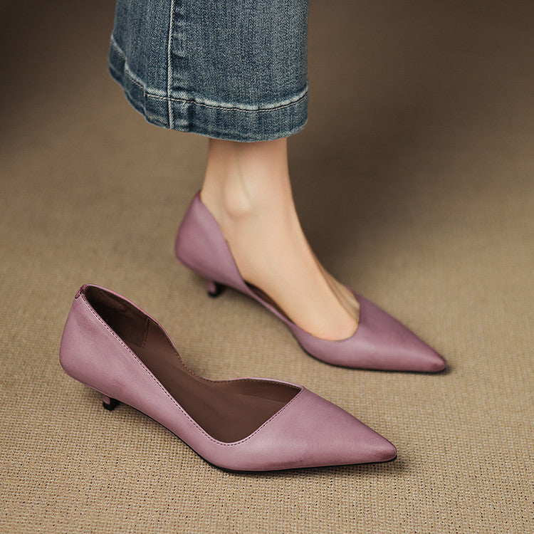 Orlisse Leather Kitten Heel Shoes