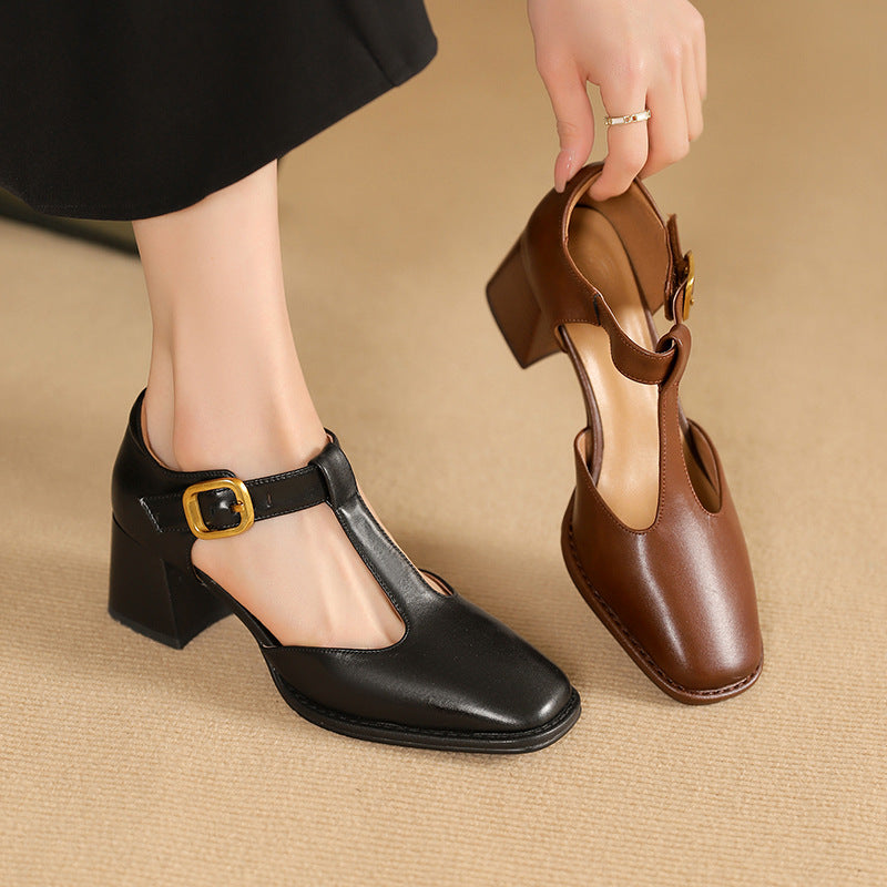 Marcele Leather T-Strap Pumps