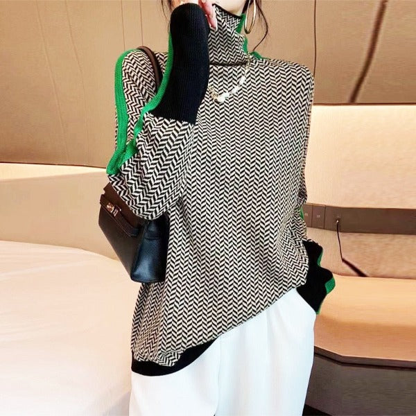 Lindemann Atelier | Malou – Rollkragenpullover mit kontrastierenden Streifen