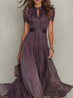 Olivia | Elegante Vintage Chiffon Maxikleid