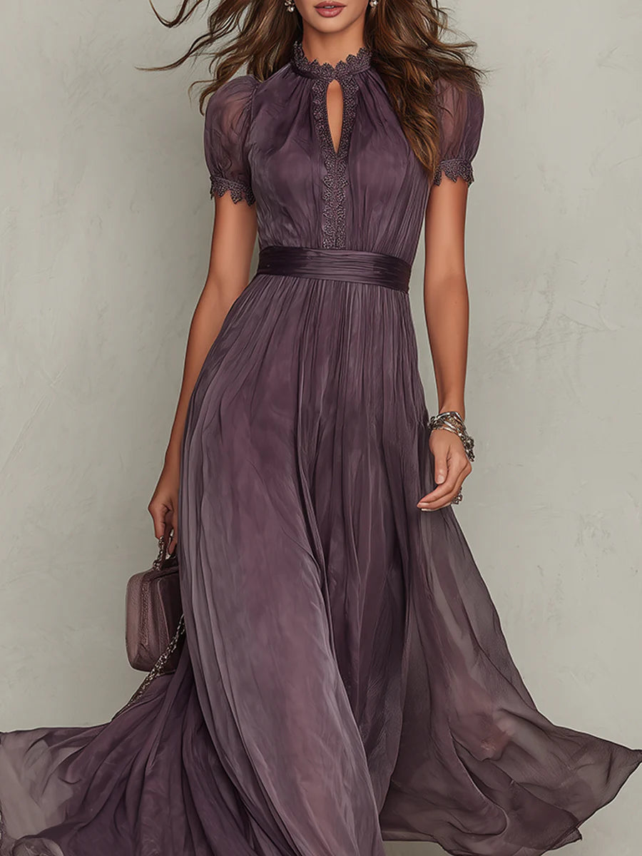 Olivia | Elegante Vintage Chiffon Maxikleid