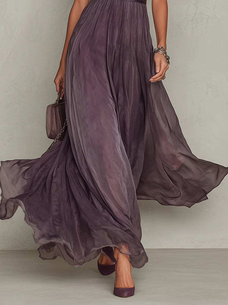 Olivia | Elegante Vintage Chiffon Maxikleid