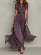 Olivia | Elegante Vintage Chiffon Maxikleid
