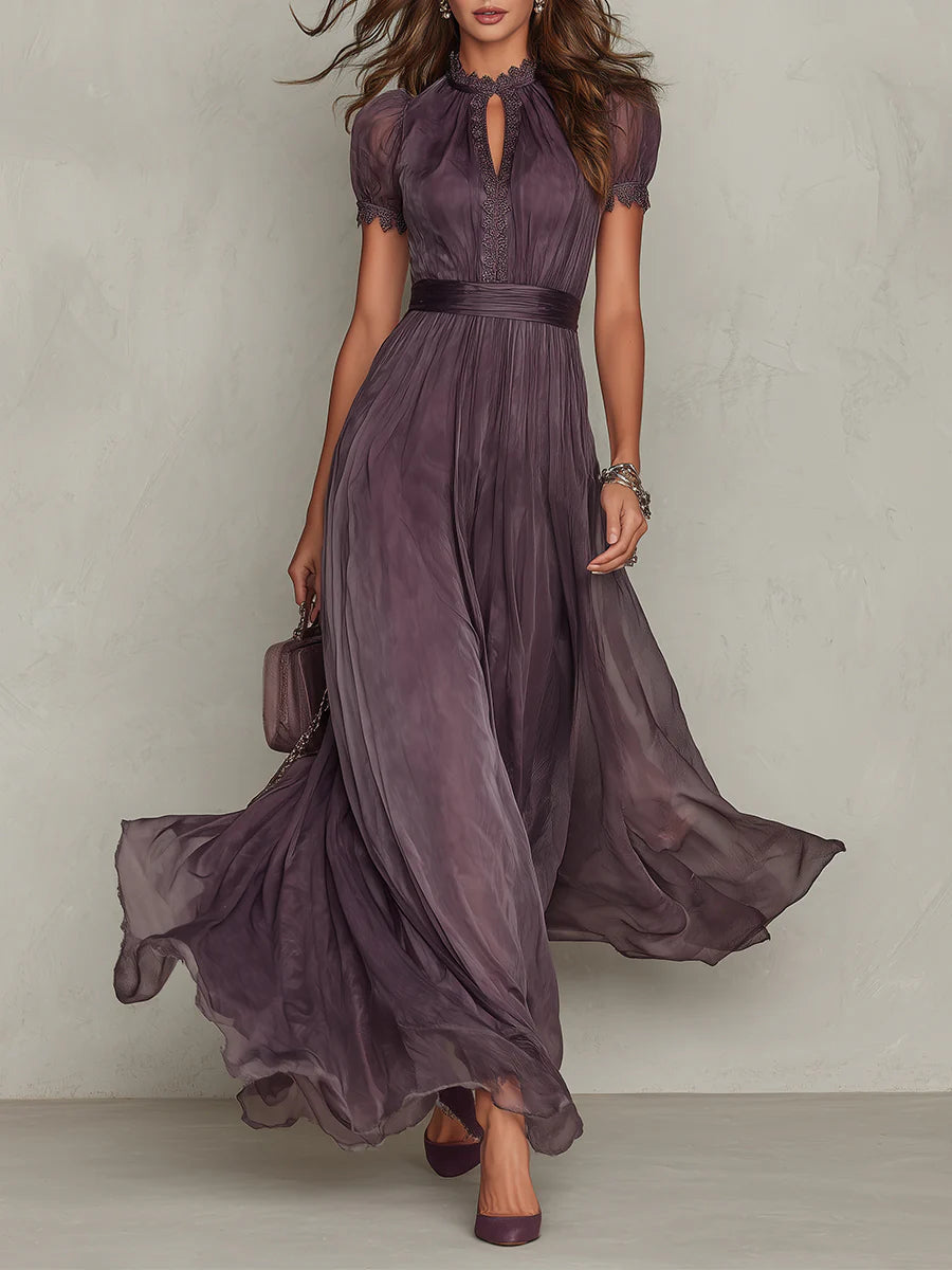 Olivia | Elegante Vintage Chiffon Maxikleid