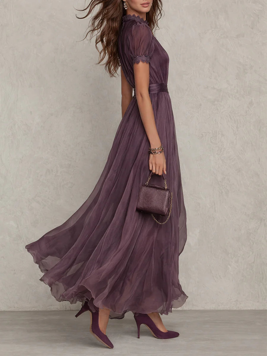 Olivia | Elegante Vintage Chiffon Maxikleid