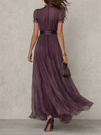 Olivia | Elegante Vintage Chiffon Maxikleid
