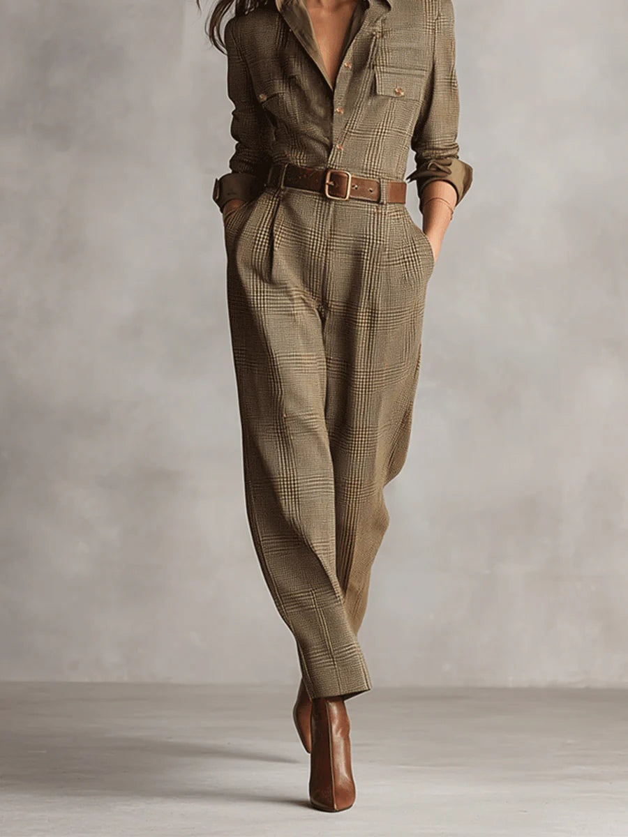 Lucinda – Stilvoller Tweed-Jumpsuit