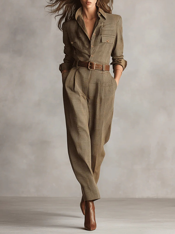 Lucinda – Stilvoller Tweed-Jumpsuit