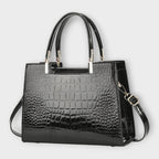 Olivia - Glänzende Handtasche mit Krokodilprägung