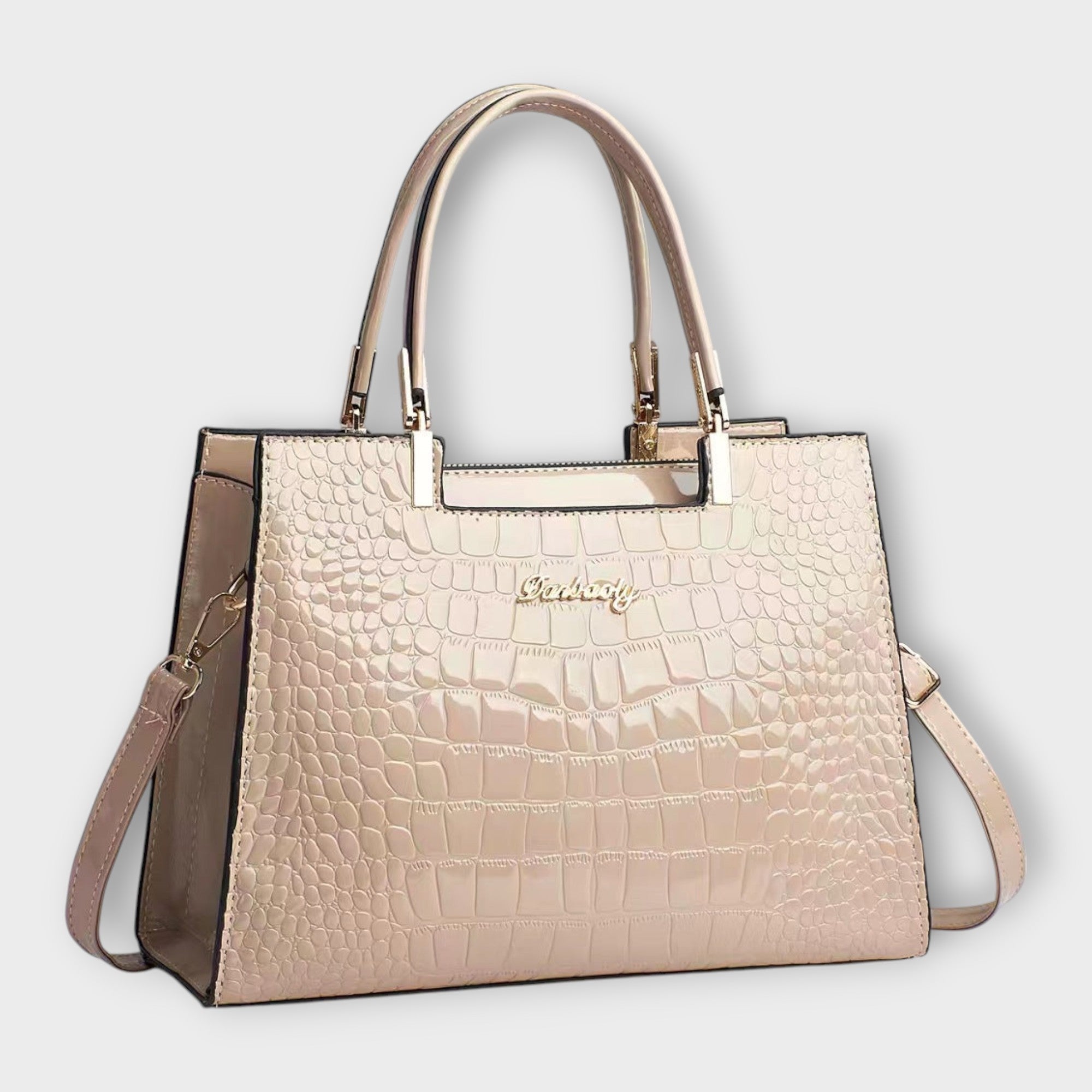 Olivia - Glänzende Handtasche mit Krokodilprägung