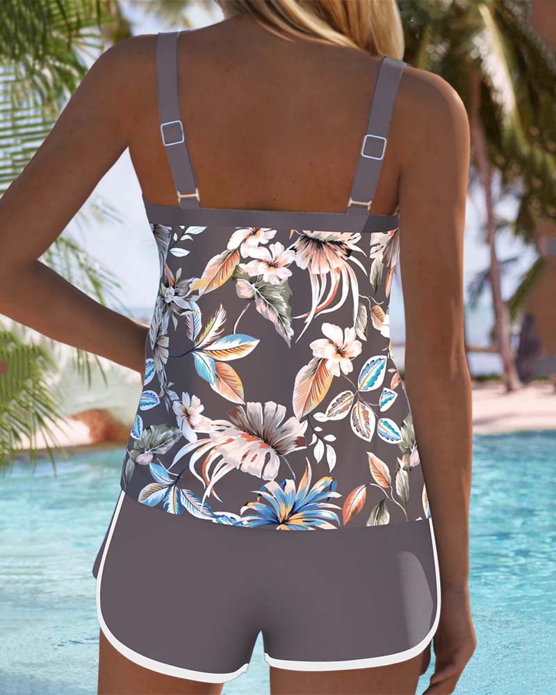 Imke | Bedruckter Ärmelloser Tankini-Top